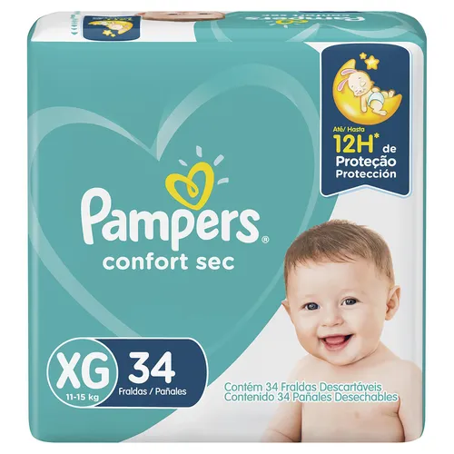 FRALDA PAMPERS CONFORT SEC MEGA  XG 34UN