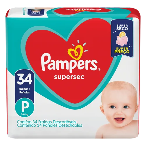 FRALDA PAMPERS SUPER SEC PCTAO  P   34UN