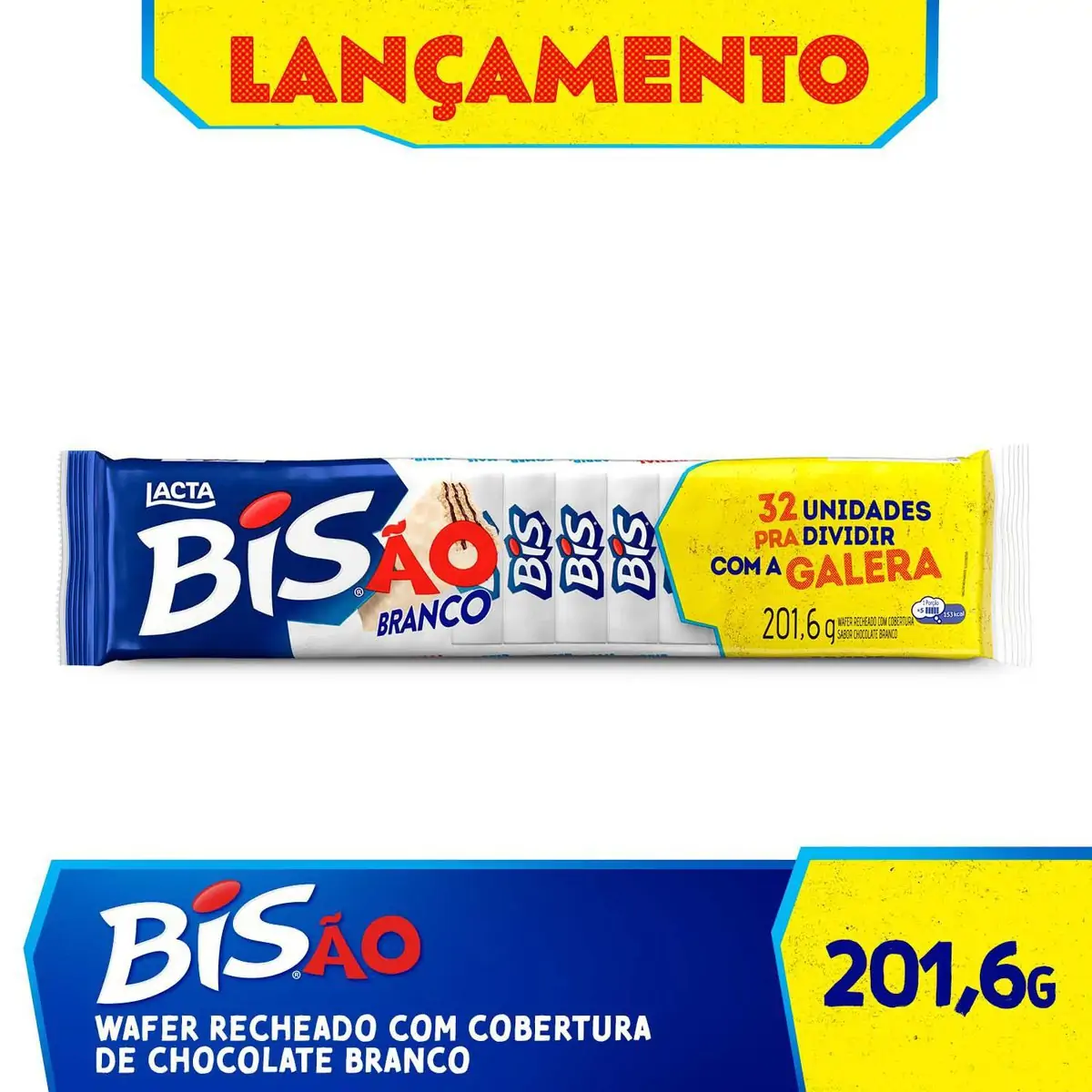 CHOC BISAO LACTA CHOC. BRANCO 201.6G