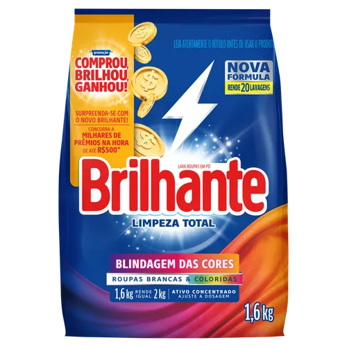DETERG.PO BRILHANTE LIMPEZA TOTAL 1,6KG