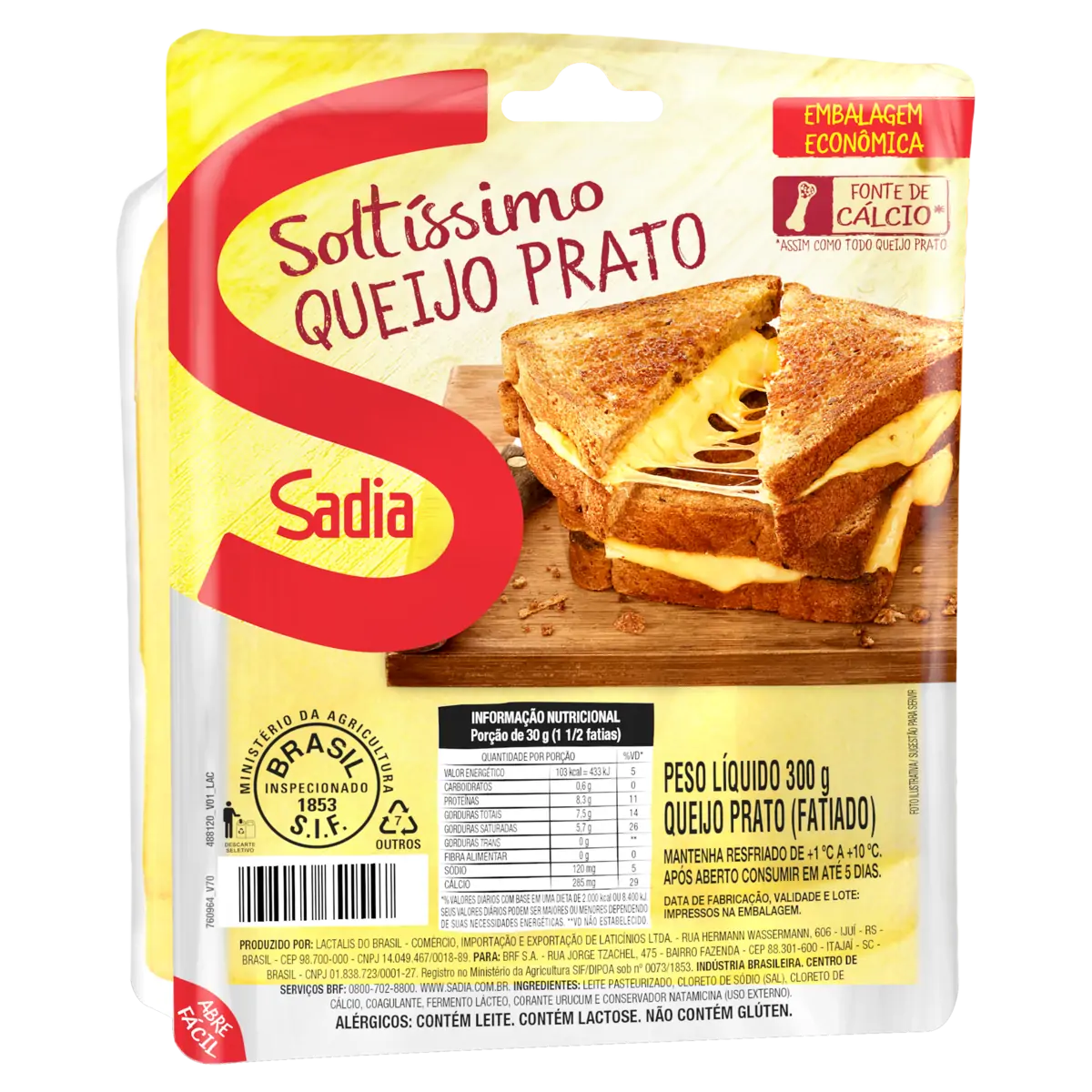 QUEIJO PRATO SADIA SOLTISSIMO 300G