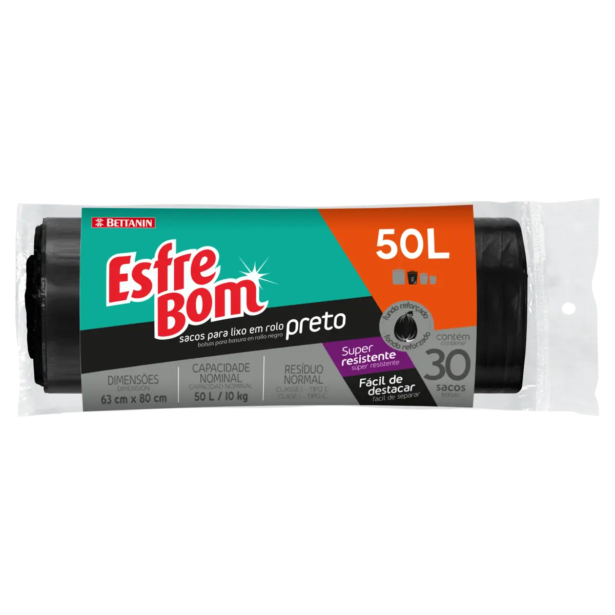 SACO LIXO RESISTENTE ESFREBOM ROLO  50L