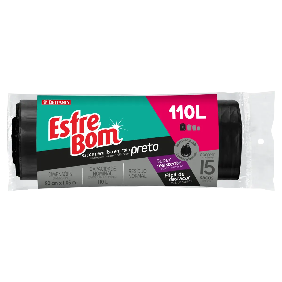 SACO LIXO RESISTENTE ESFREBOM ROLO 110L