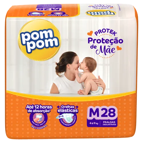 FRALDA POMPOM DERMA PROTEK M        28UN