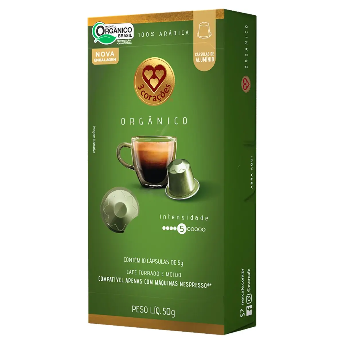 CAPSULA 3 CORACOES CAFE ORGANICO C/10 UN