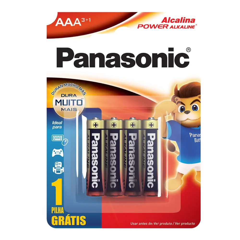 PILHA PANASONIC ALCALINA AAA LV4 PG3 UN