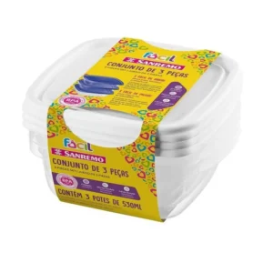 CONJ 3 POTES SANREMO PLASTICO 530ML   UN