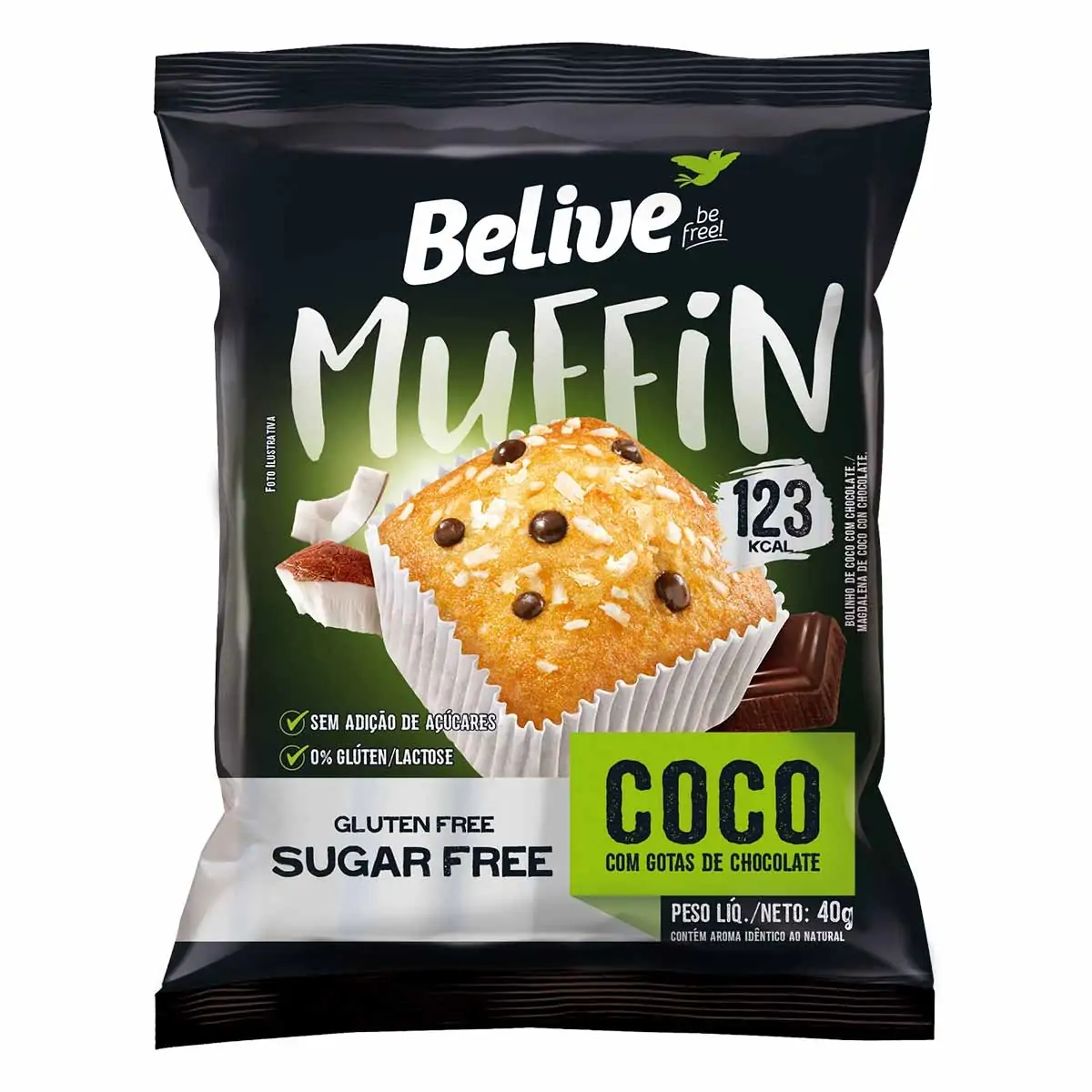 BOLINHO BELIVE COCO CHOCOLATE    40GR