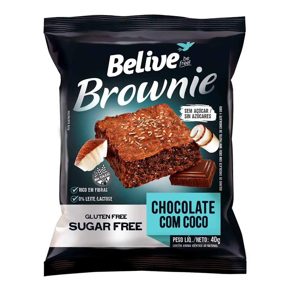 BROWNIE BELIVE CHOCOLATE COCO   40GR