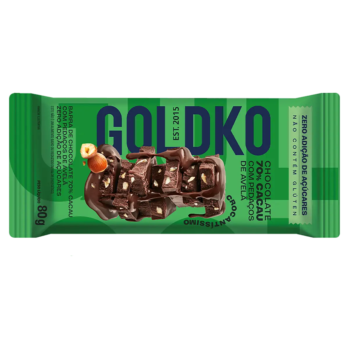 CHOC GOLDKO 70 CACAU AVELA ZERO     80G