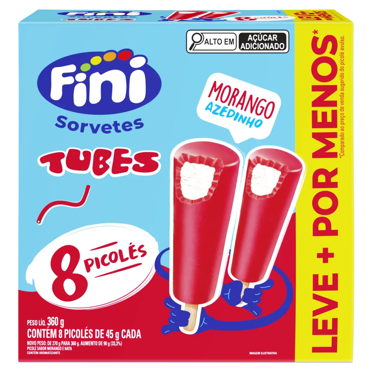 SORV FINI TUBES MORANGO     360GR